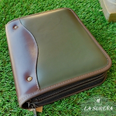 Agenda doble de cuero con cierre - tienda online