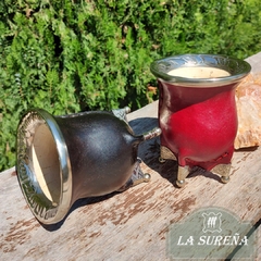 mate calabaza forrado cuero virola alpaca labrada y patas de alpaca - tienda online