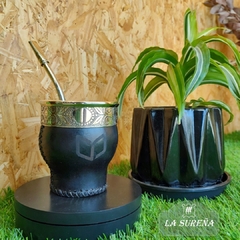 Mate Imperial de calabaza con alpaca, base y costura de tiento - tienda online