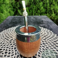 mate madera con virola de acero inoxidable y dije