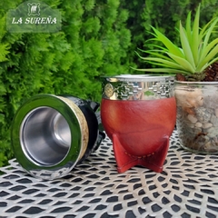 Mate imperial de acero térmico forrado en cuero