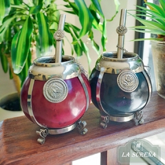 mate de porito con bombilla de alpaca y cadenita