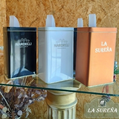 yerbero rectangular de lata en colores lisos - tienda online