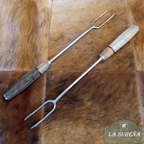 Pinza tenedor parrillero acero cabo combinado