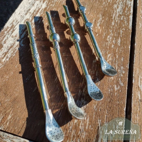 Bombilla de alpaca maciza tipo bombillón