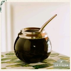Mate cerámica y acero inoxidable con bombilla
