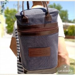 Porta termo Mochila de cuero y lona panamá - LA SUREÑA