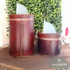 yerbero y azucarera forrado cuero costura hilo - comprar online