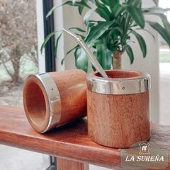 mate madera algarrobo con borde alpaca liso - comprar online