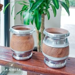 Mate madera algarrobo y aluminio con base en internet
