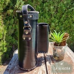Porta termo cuero con bolsillo al frente - tienda online