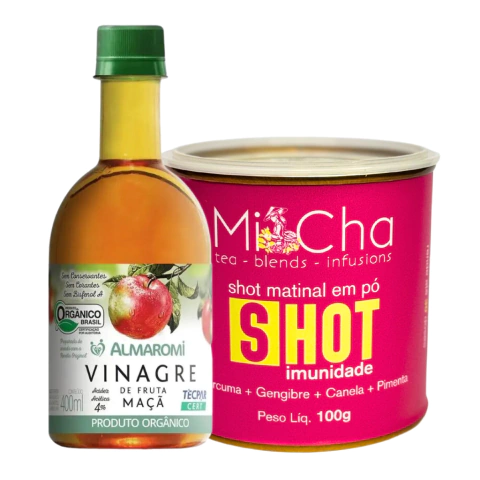 Shot Matinal 100g - Mi-Cha + Vinagre Orgânico de Maçã 400ml Almaromi