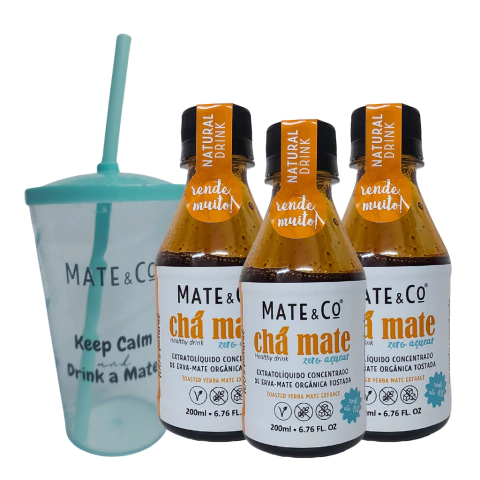 Kit 3 Un. Extrato Líquido Concentrado de Chá Mate 200ml cada + Brinde! Mate & Co.