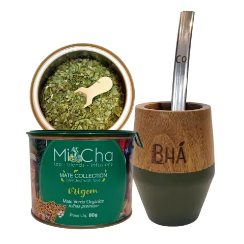 Kit Cuia Design + Mate Verde Pura folha Mi-Chá