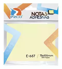 BLOCK ADHESIVO EZCO E-657 75X100 AMARILLO X 100HS