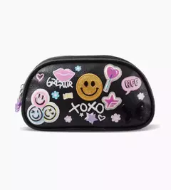 CARTUCHERA FOOTY 2 CIERRES ART.F61060 HAPPY SMILE NEGRA
