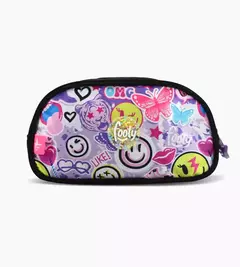 CARTUCHERA FOOTY 2 CIERRES ART.F61060 HAPPY SMILE NEGRA - comprar online