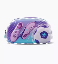 CARTUCHERA FOOTY 2 CIERRES ART.F62092 C/LUZ GIRLS SOCCER CELESTE CON LILA