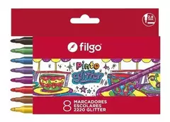 MARCADOR FILGO PINTO ESCOLAR GLITTER CLASICO X 8 UN.