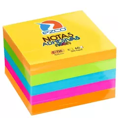 BLOCK ADHESIVO EZCO E-725 75X75 4 COLORES NEON X 300HS