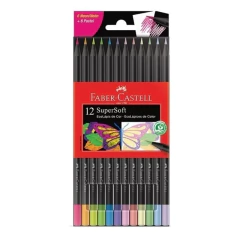 LAPICES DE COLORES FABER CASTELL SUPER SOFT 6 NEONES Y 6 PASTELES - comprar online