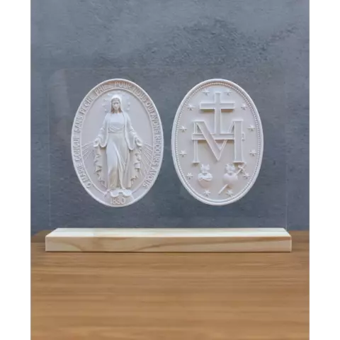 Medalhão de Mármore Nossa Senhora das Graças - com acrílico