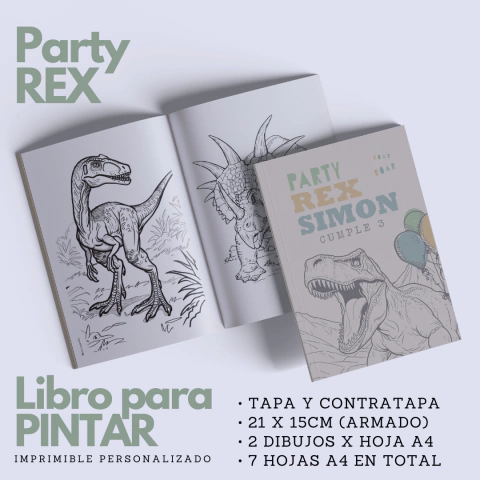 Libro para Pintar Imprimible PARTY REX - comprar online