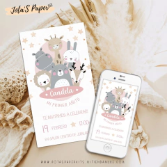 Kit Imprimible ANIMALES NORDICOS ROSA - tienda online