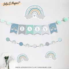 Kit Imprimible ARCOIRIS AZUL - Jotas Paper Kits