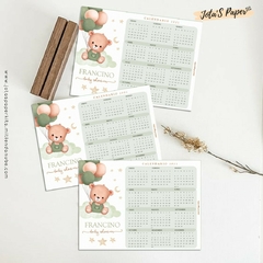 Calendario Mini 2025 OSITO CON GLOBOS VERDE