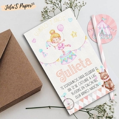 Kit Imprimible CIRCO ACUARELA NENA - Jotas Paper Kits