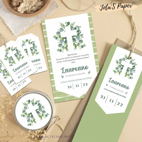 Kit Imprimible COMUNION BOTANICAL
