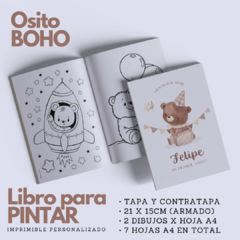 Libro para Pintar Imprimible OSITO BOHO