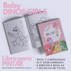 Libro para Pintar Imprimible BABY DINOS GIRLS - comprar online