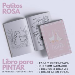 Libro para Pintar Imprimible PATITOS ROSA