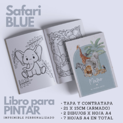 Libro para Pintar Imprimible SAFARI BLUE - comprar online