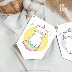 Kit Imprimible GATITOS UNICORNIO - Jotas Paper Kits