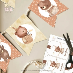 Kit Imprimible OSITO BOHO - Jotas Paper Kits