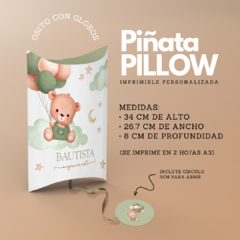 Piñata Pillow OSITO CON GLOBOS VERDE