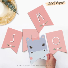 Kit Imprimible HIPOPÓTAMO NENA - Jotas Paper Kits