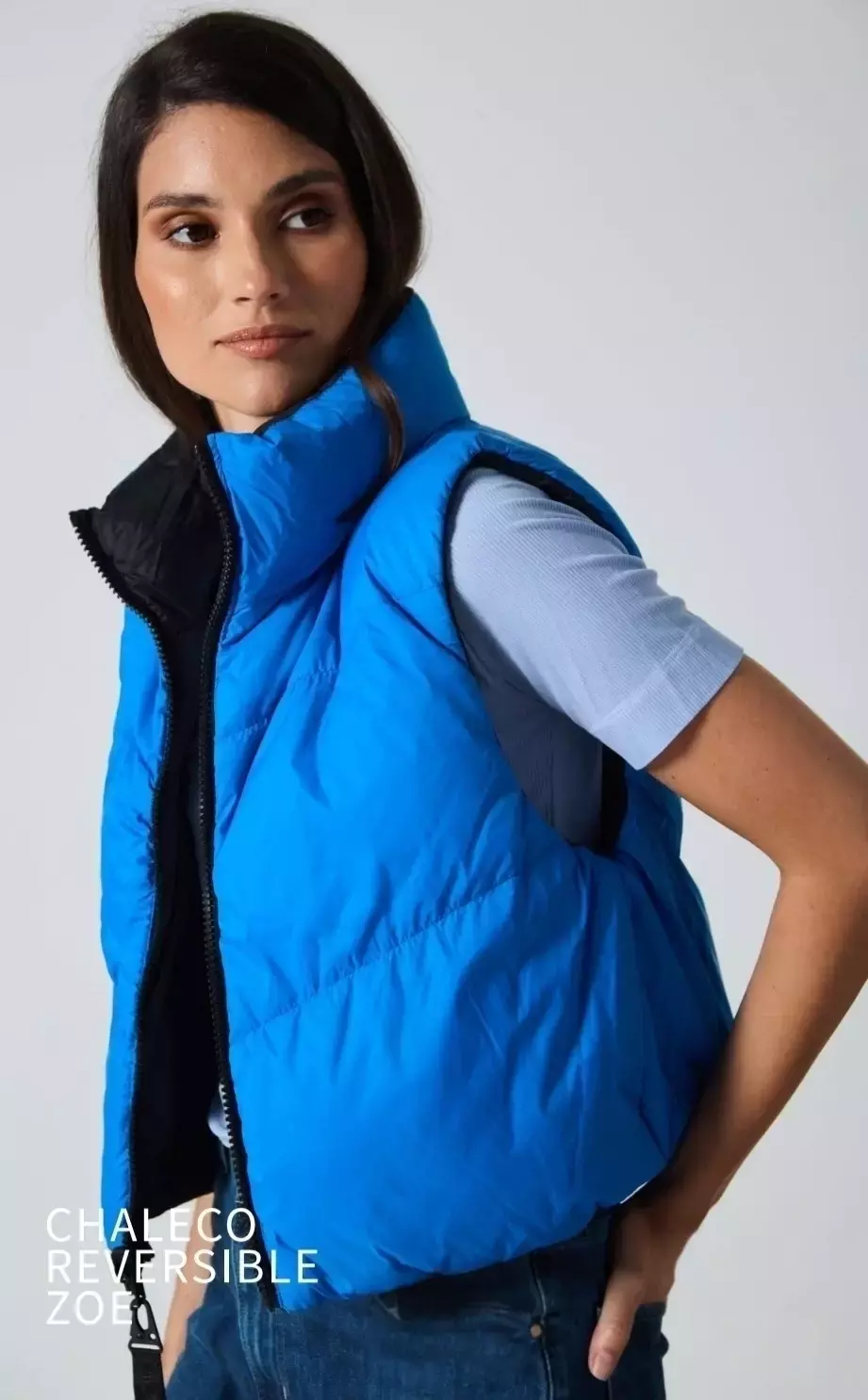 Chaleco Reversible Zoe Black/Blue OJOROJO