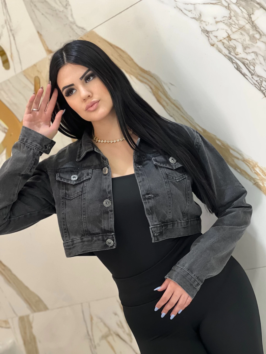 JAQUETA JEANS ESTONADA