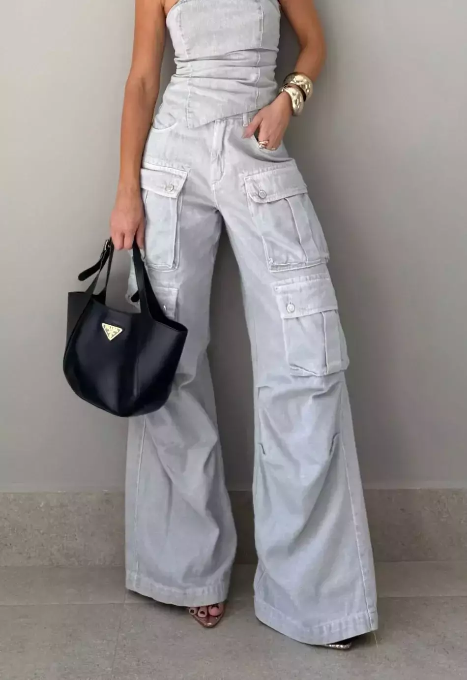 Calça Cargo Utility Cinza Marmorizado