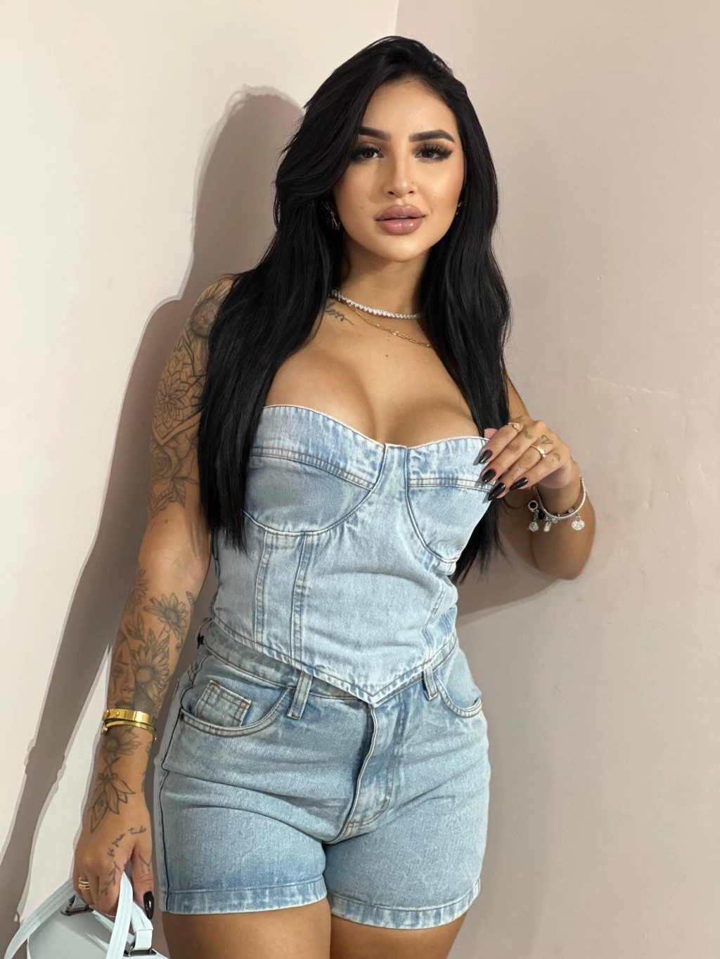 cropped jeans coração