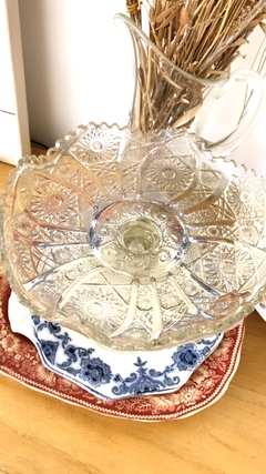 Pie de masas o tortas de vidrio prensado antiguo - comprar online