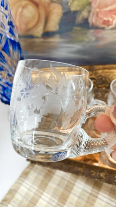 Juego de 6 pocillos para café cristal tallado - tres deseos vintage market