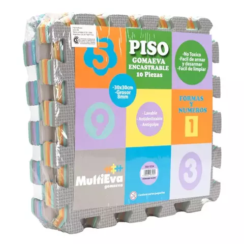 Piso De Eva Numeros 10 Piezas 30X30Cm 8Mm Pastel/ Clasico - Multieva