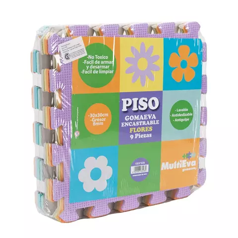 Piso De Eva 9 Piezas 30X30Cm 8Mm Flores Pastel/Clasico - Multieva