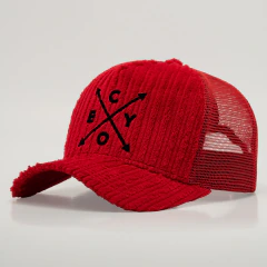 Boné ChoraBoy Aba Curva Trucker - Compass Cotelê - Vermelho - REF 250