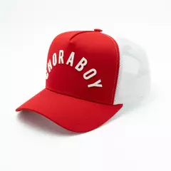 Boné ChoraBoy Aba Curva Trucker - Premium - Vermelho/Branco - REF 05